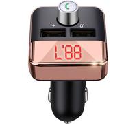 Lecteur Mp3 Transmetteur Fm pour voiture Compatible Bluetooth Chargeur sans fil double Usb Noir + Or Rose