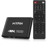 Lecteur Multimédia 4K Avec Fonction De Commutateur Hdmi 2 En 1,Commutateur/Répartiteur Hdmi 2 Ports,Commutation Automatique Avec Télécommande,Prenant En Charge En Boucle/Reprise De Lecture