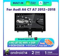 Lecteur multimédia de voiture Android 14 Carplay pour Audi A6 C7 A7 2012 ~ 2018 écran tactile 4G musique stéréo GPS Navi 8 + 256GB Auto Radio Q8G256 HNR