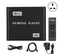 Lecteur MultiméDia Hd 4k, Mini Lecteur MultiméDia En Streaming Avec TéLéCommande Et Indicateur Led, Prise 100-240vuk