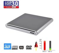Lecteur Optique Externe Argent USB 3.0 Graveur Enregistreur 3D Blu-Ray CD-DVD Compatible Avec Windows XP-7-8-10 Et Mac mult LECTEUR