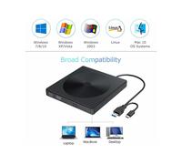 Lecteur optique externe CD-DVD ultra fin, double port USB 3.0 Type-C, graveur et lecteur CD-RW/VCD-RW, faible