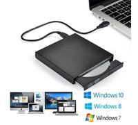 Lecteur optique externe USB 2.0 Lecteur DVD ROM Graveur CD-RW Plug and Play Noir