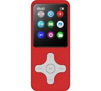 Lecteur portable MP3/MP4, BT 4.0 | Lecture hi-fi | Puce d'enregistrement à réduction de bruit, prend en charge la radio FM/lecture de texte/multilingue/livre, 16 Go, rouge et blanc