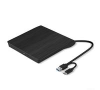 Lecteur pour optique Externe USB 3.0 pour ultra Mince ABS Lecteur | Boîtier ABS pour durable, design pour ultra-mince 2.5cm, léger et portable, finition noire classique(Black USB)