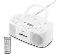 MEDION Radio stéréo E65010 (Lecteur CD, Cassette, Connexion USB, entrée Audio AUX, Lecture MP3. Radio FM PLL, mémoire 40 Stations, Fonctionnement sur Batterie, télécommande) Blanc