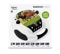 Lecteur Radio CD Portable MP3 USB blanc, motif cheval