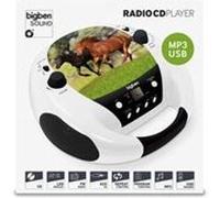 Lecteur radio cd portable mp3 usb blanc, motif cheval G