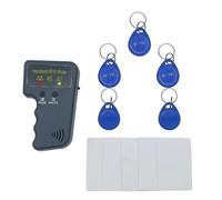 Lecteur RFID 125 kHz, copieur RFID portable, lecteur RFID pour cartes d'identité et cartes cachées 125 kHz (avec 5 porte-clés T5577 et 5 cartes RFID T5577)