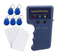 Lecteur RFID, Lecteur D'étiquettes D'identification, Nouvelle Version Portable 125 KHz RFID Lecteur écrivain Duplicateur Copieur, avec 5 Porte-clés T5577 et 5 Cartes T5577, Lecteur de Contrôle