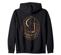 Lecteur Romantique Gothique Chat Noir Lune Roses Roman Sweat à Capuche