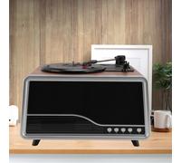 Lecteur vinyle sans fil rétro USB, double canal, marron, prise EU