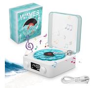 Lecteur Vinyle The Waves,Lecteur de Vinyle,Réveil rétro,2024 Nouveau Lecteur Vinyle Bluetooth Vintage,Haut-Parleur Vinyle Bluetooth pour fête,Ambiance