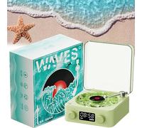 Lecteur Vinyle The Waves, Platine Vinyle Vintage avec Haut-Parleur Bluetooth, Tourne-Disque Rétro (Vert)