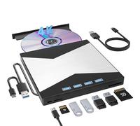 Lecteurs Blu-Ray externes, graveur Portable Blu Ray 4K USB 3.0 Type-C UHD BD Lecteur avec Port SD/TF, graveur de CD/DVD R/W 3D, Lecteur Blu-Ray Externe 4K Compatible avec Ordinateur Portable Windows