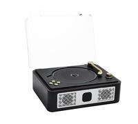 Lecteurs CD de bureau Bluetooth pour la maison, haut-parleurs intégrés, prise casque rechargeable, lecteur vintage, marron et noir