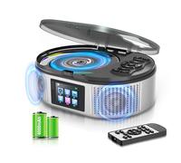 Lecteurs CD Portable Bluetooth 5.3 avec Double Haut-Parleur Stéréo, 4000mAh Rechargeable Lecteur CD Bluetooth contrôle à Distance, écran LCD, Prise en Charge Radio FM/USB/AUX Lecteur CD Portable