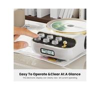 Lecteurs CD Portables Rétro avec Haut-Parleurs , Radio FM, Veilleuse, Écran LCD, Compatible USB/AUX/Type-C pour la Maison