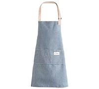 LECTNORE Tablier à bavette rayé, tabliers de cuisine de chef Tablier réglable avec 2 poches Tablier de cuisine Tablier en coton pour femmes/hommes (Bleu)