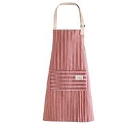 LECTNORE Tablier à bavette rayé, tabliers de cuisine de chef tablier réglable avec 2 poches tablier de cuisine tabliers en coton pour femmes/hommes (rose foncé)