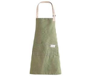 LECTNORE Tablier à bavette rayé, tabliers de cuisine de chef tablier réglable avec 2 poches tablier de cuisine tabliers en coton pour femmes/hommes (vert)