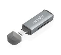 AISENS ASCR-2C10-GR, MMC, MMCmicro, MicroSD (TransFlash), RS-MMC, Gris, USB 3.2 Gen 1 (3.1 Gen 1) Type-C, 17 mm, 62 mm, 10 mm