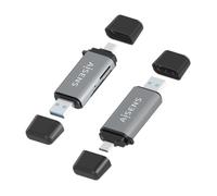 AISENS Lecteur de cartes SD, Micro SD, MMC, RS-MMC, MMC Micro, USB-A et USB-C, gris