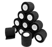 Lectorias 12 Rouleaux 450 cm Long Bandage autoadhésif, Elastique, Bande cohesive pour Les Mains ou La Genoux, Bande Auto Adhesive pour Les Sports, Les Chevaux, Les Chiens (5cm Largeur) Noir