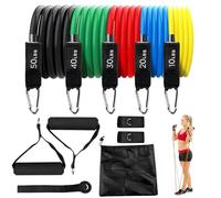 Lectorias 5 Élastique Musculation Fitness, Bandes de Résistance, Elastiques Bande Set, 2 Sangles de Cheville, 2 Poignées, 1 Ancrage de Porte, 1 Sac à Main pour Yoga Pilates Fitness Entraînement