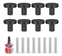 Lectorias 8 Pièces Bouton de Meuble Noir, 25 * 20 mm Bouton Tiroir, Bouton Porte Cuisine avec Des Vis, Boutons de Porte de Placard, Poignet Meuble Noir, Boutons Armoire Rond, Poignée pour Placards