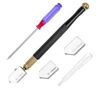 Lectorias Alliage Métallique Coupe Verre Diamant Professionnel, Manuel Cutter en Forme de Crayon pour Verre épais, Outil Coupeur Fenêtre, Set de Découpe Jeu d'outils pour Carreaux Miroir