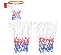 Lectorias Lot de 2 Filet Basket en Polyester, Filet de Basketball Amovible 12 Boucles, tricolores Rechange Filet Panier Basket-Ball, résistant à la Pluie et au Soleil, pour intérieur et extérieur