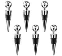 Lectorias Lot de 6 Bouchon Bouteille Vin, Bouchons en Caoutchouc Accessoire pour Vin Réutilisables Fermeture Hermétique pour Vin,Liqueur,Boissons,Cocktails,Huile,pour Fête de Bar de Noël (Argenté)