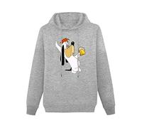 Lectoure Pure Men's Heavyweight Hooded Wantai Droopy Dog Holding Cup Custom Cool Logo Long Sleeve Crew Neck Sweatshirts Grey 3XL