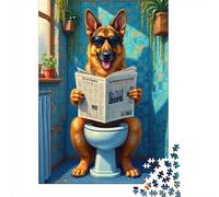 Lecture de Berger Allemand Puzzle 1000 Pièces Adulte Enfants Qualité Supérieure Classique Papier Jeu De Famille Cadeau Original Éducatif Défi Fantaisie 52x38cm/1000pcs