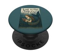 Lecture de Mermaid Lost in The Tide of a Good Book Ocean PopSockets PopGrip Adhésif