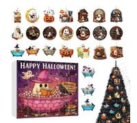 Lecture du calendrier des fantômes - Pendentif Halloween, charme de compte à rebours 2d | Suspension de mur de 24 jours, affichage de décoration mignon pour le coin de la chambre, configuration