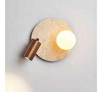 Lecture Lampe NORC Simple Rond 9,8 Pouces Murce Murce Natural Yellow Travertin Indoor Stone Mur Wall Lampe Lampe Peut être tournée Made in China