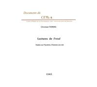 Lectures de Freud Etudes sur l'hystérie, L'homme aux rats - Christian Fierens - Eme Et Intercommunications - broché - Etude