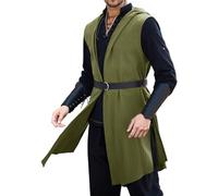 Lectures de l'histoire médiévale Gilet sans manches élégant de style cosplay pour jeux de rôle de festival, tenue de fête d'Halloween Costume de chat noir Cosplay, vert, XXL