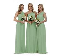 Lecureler Robe de demoiselle d'honneur longue asymétrique, sauge, 34