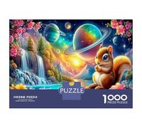 L'écureuil en Fleur Puzzle 1000 Pieces Cadeau Unique intéressant Jeu Éducatif Challenge Toy À De Qualité Supérieure Peinture Art pour Adultes Et Enfants 38x26cm/1000pcs