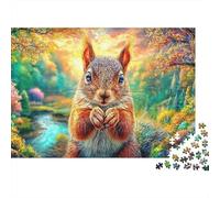 L'écureuil Regarde en Avant dans Les Bois Vivants Puzzle De 1000 Pièces Éécureuil Adorable Éducatif Et De Défiant, Cadeau pour Tous 52x38cm/1000pcs