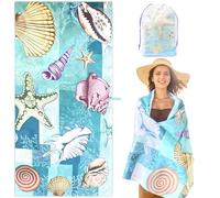 LEcylankEr Serviette de Plage 180 x 90cm Serviette de Plage Microfibre Anti Sable Sechage Rapide pour Plage/Piscine/Chaises de Plage Drap de Plage (Coquillages d'étoiles de mer)