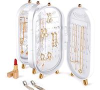 LEcylankEr Support à Boite Bijoux Piable,Boîte à Bijoux avec Miroir,Cadeaux de Grande Capacité et de Haute Qualité (Blanc)