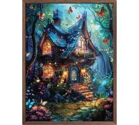 Leczany Kit de broderie au point de croix 11CT estampillé à faire soi-même, gamme complète de kits de dé marrage pour débutants pré-imprimés - La maison magique 40x53cm