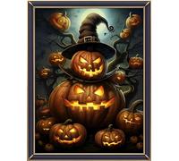 Leczany Kit de point de croix 11CT 3 brins - meme kit de démarrage de broderie pré - imprimée canevas kit complet adulte ou enfants pour les debutants - Citrouille Halloween 33x43cm
