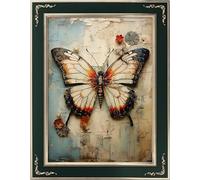 Leczany Kit de point de croix 11CT 3 brins - meme kit de démarrage de broderie pré - imprimée canevas kit complet adulte ou enfants pour les debutants - Les beaux papillons 33x45cm