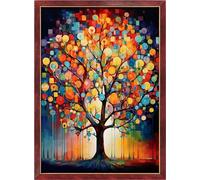 Leczany Kit de point de croix à faire soi - meme kit de démarrage de broderie pré - imprimée canevas kit complet adulte ou enfants pour les debutants - Des arbres colorés 33x46cm
