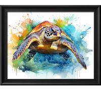 Leczany Kit de point de croix à faire soi - meme kit de démarrage de broderie pré - imprimée canevas kit complet adulte ou enfants pour les debutants - Poissons crustacés colorés 42x33cm